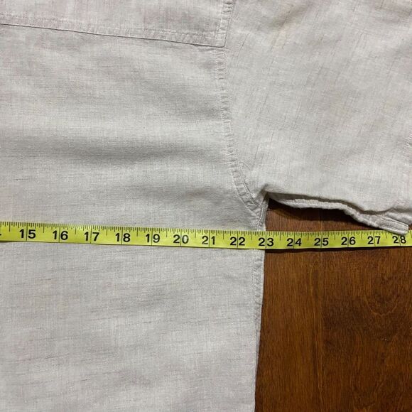 Chaps Ralph Lauren Vintage 90s Casual Linen Blend Beige Button Down Shirt Medium - Picture 8 of 9